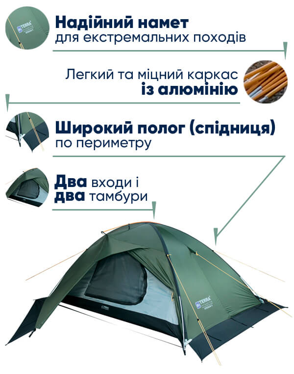 Намет Terra Incognita Stream 2 Alu в lodka5.com.ua