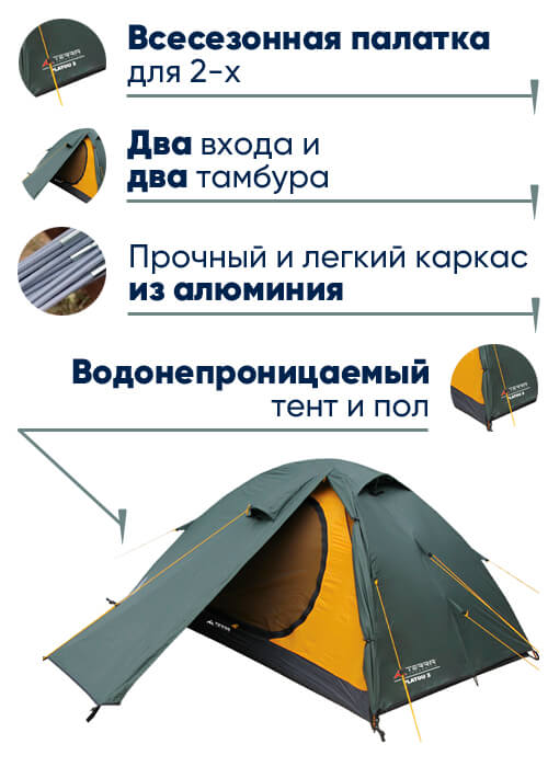 Палатка Terra Incognita Platou 2 Alu в lodka5.com.ua