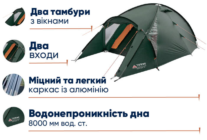 Намет Terra Incognita Ksena 2 Alu в lodka5.com.ua