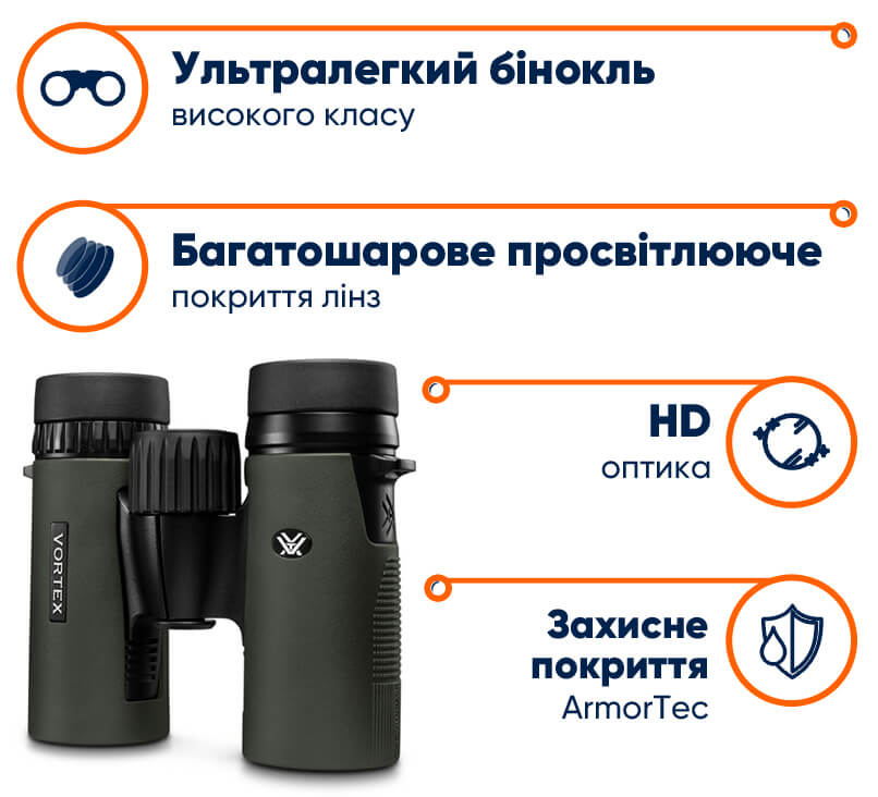 Бінокль Vortex Diamondback HD 10x32 WP в lodka5.com.ua
