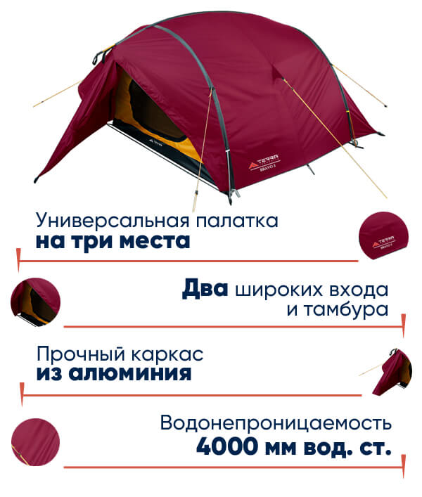 Палатка Terra Incognita Bravo 3 Alu в lodka5.com.ua