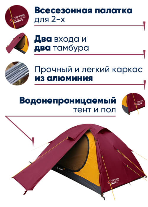 Палатка Terra Incognita Platou 2 Alu в lodka5.com.ua