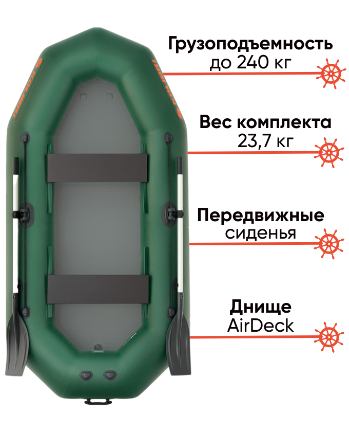 Kolibri K-270T гребная лодка для рыбалки, фото Lodka5