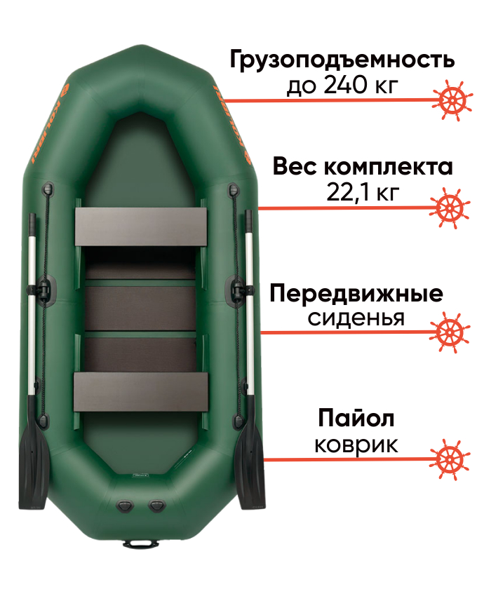 Kolibri K-270T гребная лодка для рыбалки, фото Lodka5