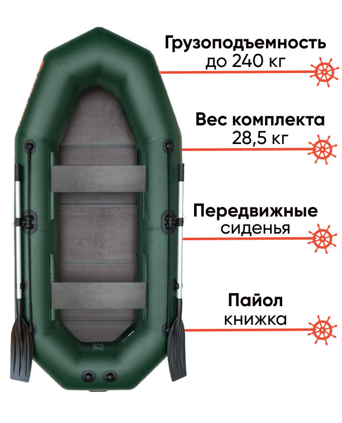 Kolibri K-270T гребная лодка для рыбалки, фото Lodka5