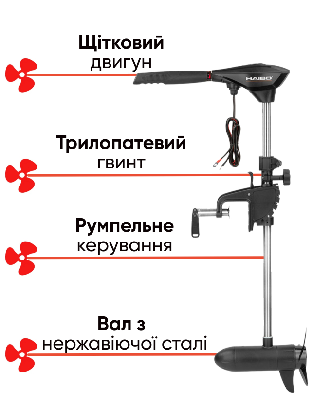 Haibo Batman B45 щітковий електромотор для човна, фото Lodka5