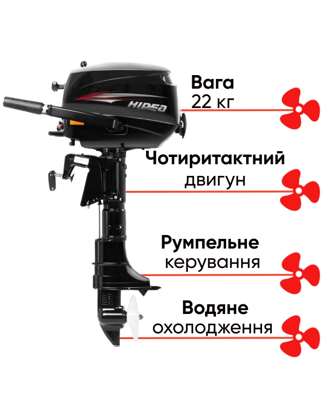 Hidea HDF5HS чотиритактний мотор для риболовлі, фото Lodka5